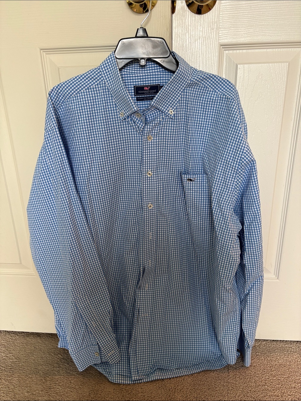 Vineyard Vines Light Blue & White Gingham Button-Down Shirt